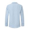 Mens Plaid Jacquard Turn Down Collar Long Sleeve Loose Casual Shirt With Chest Pocket