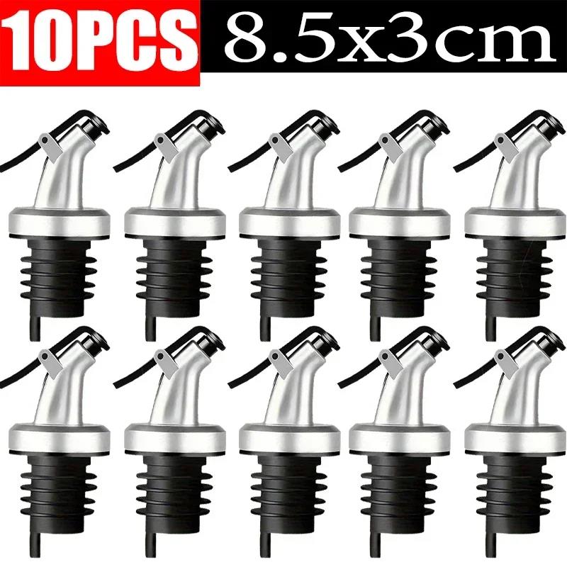 1-10pcs Oil Bottle Stopper Rubber Lock Plug Seal Leak-proof Food Grade Plastic Nozzle Sprayer Wine Vinegar Spouts Kitchen Tools 5