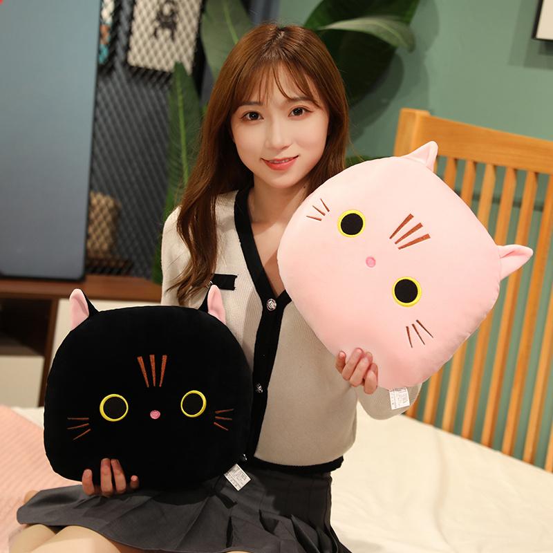 30X30Cm Down Cotton Plush Cat Pillow Stuffed Ultra Soft Cartoon Animal Round Hands Burner Back Support Plushie Gift