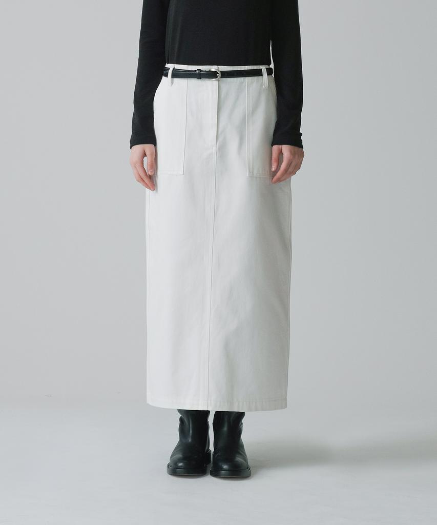 Siyajyu Sist9052 Cotton Fatigue Long Skirt_White