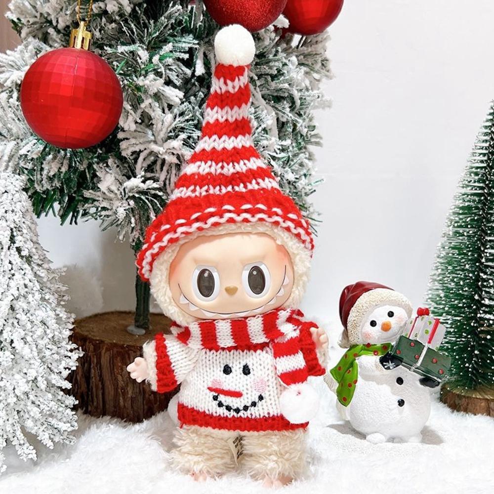 Christmas Doll Outfit Set for 17cm Gen 1/2 Figures Knitted Sweater Clothes with Hat/Sweater/Scarf (No Doll)