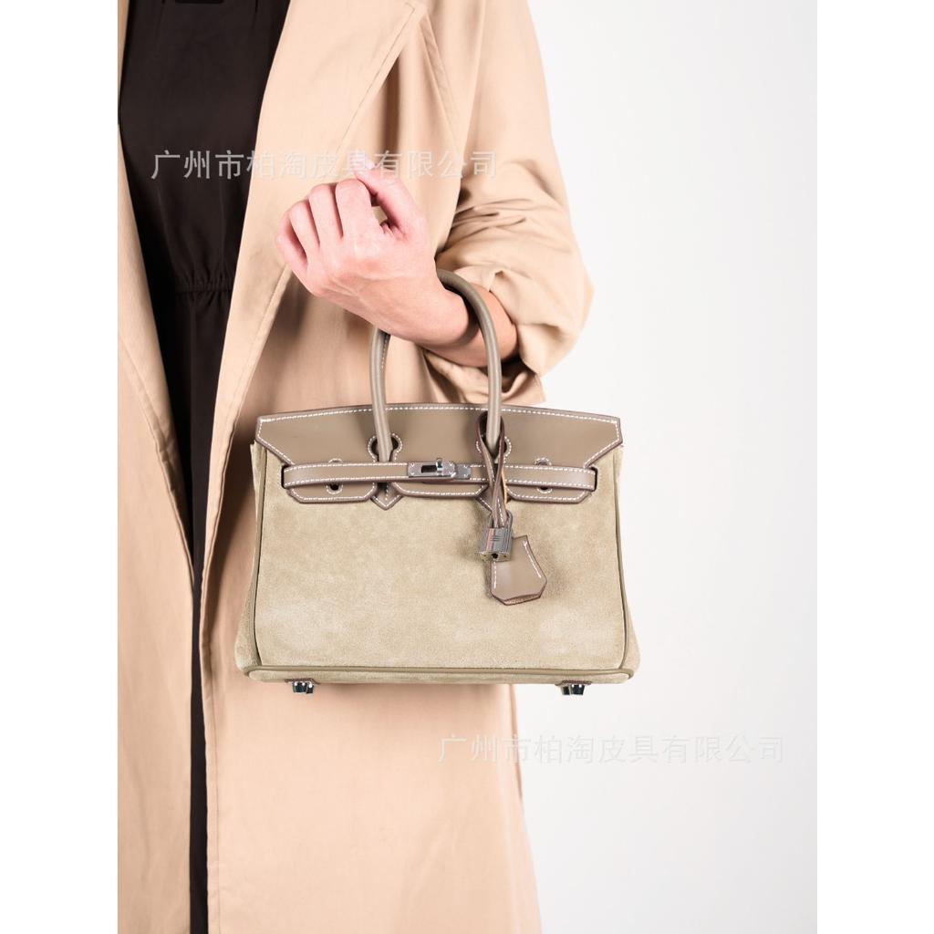 Platinum Bag Swift Leather and Suede 25/30CM Double Shoulder Strap Women's Bag Single Shoulder Messenger Versatile Fashion Handbag Bag