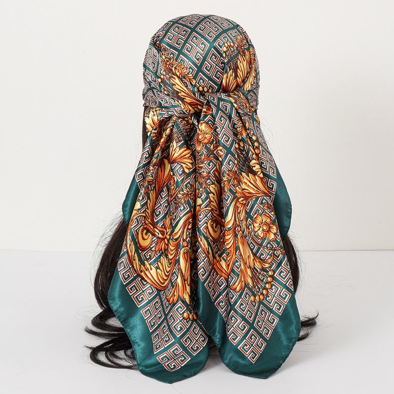 New cashew print silk scarf women's trend versatile shawl satin headscarf 90 square scarf scarf women