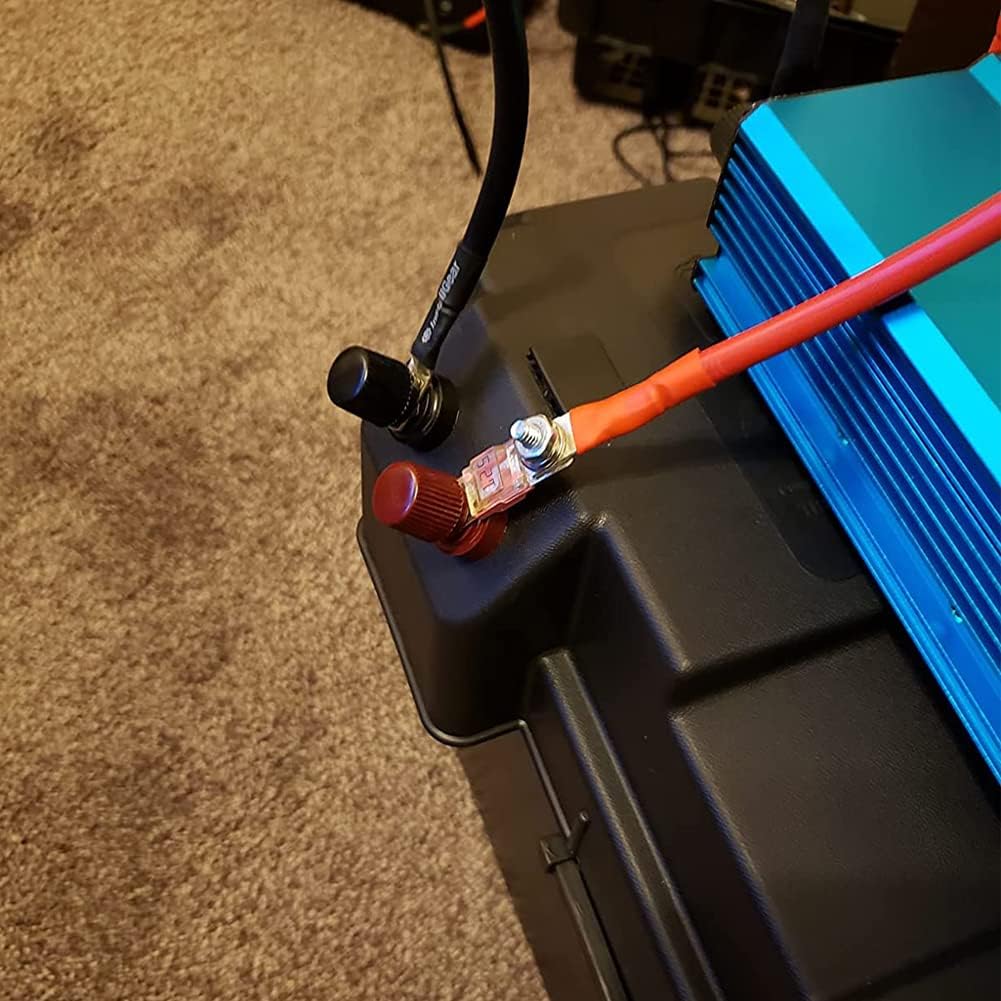 

Медный выносной клеммный болт для аккумулятора 3/8 , Ampper M10 Клеммная колодка для подключения аккумулятора, Комплект из 2 шт. (Красный и черный) 1/4