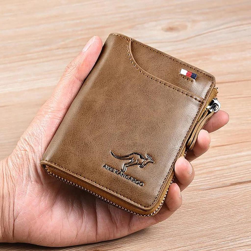 Wallet Leather Business Card Holder Zipper Purse Luxury Wallets for Men RFID Protection Purses Carteira Masculina Luxury.-A-DH