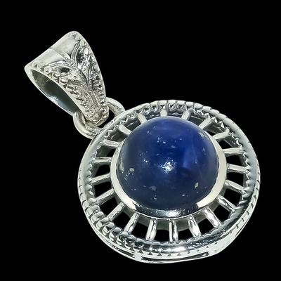 Natural Lapis Lazuli Gemstone Handmade 925 Solid Sterling Silver Pendant 1" B2B33