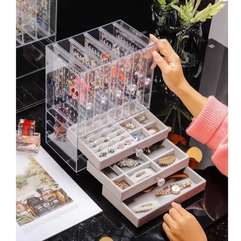 Multi Level Jewelry Tray Jewelry Display Stand Bracelets/Necklaces/Bangles Holder Transparent Jewelry Storage Box