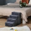 Portable 4-Step Dog Ladder, Removable Velvet Fabric and Wood, 60x35x44 cm, Dark Grey