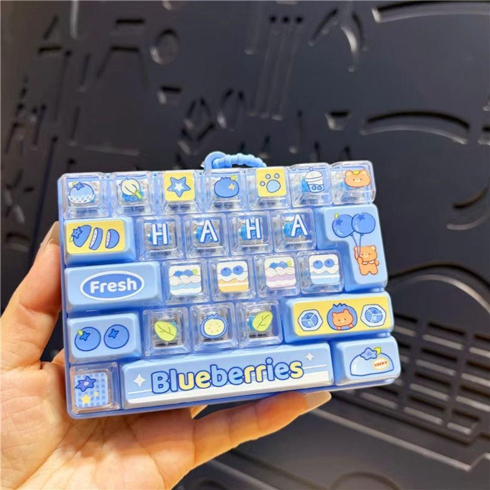 Cute Design Decompression Button Toy Transparent Dual-Tone Keyboard Keychain Children's Bag