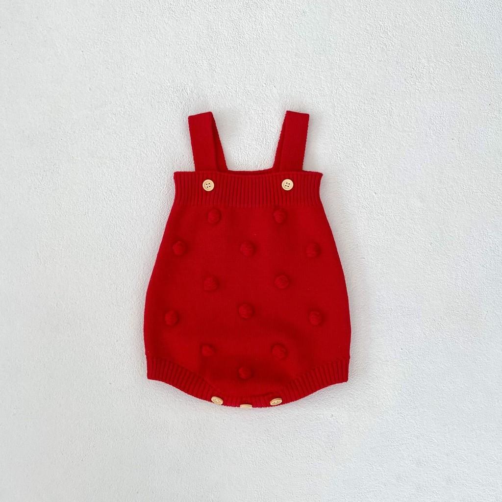 

Charming Handmade Knitted Sweater And Romper Set For Baby Girls Aged One To Three Red Romper,66cm/25.98in