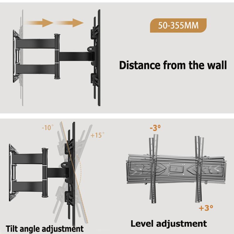 Full Motion TV Wall Mount for Most 32-70 Inch TV Swivel Tilt Mount with Dual Articulating Arms Up To 88lbs VESA 600x400mm