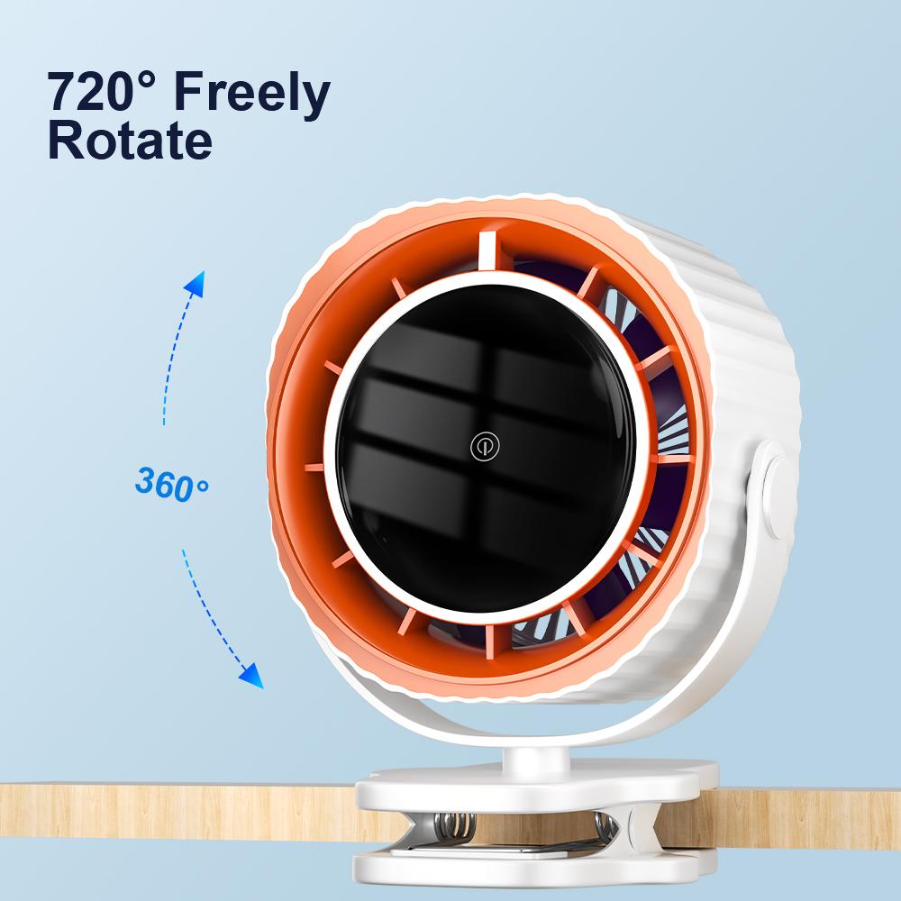Strong Air Flow Cooling Fan Small Desktop Fan With Clip Office Fan Super Silent USB Charging Outdoor with 4-speed Strong Air Flow