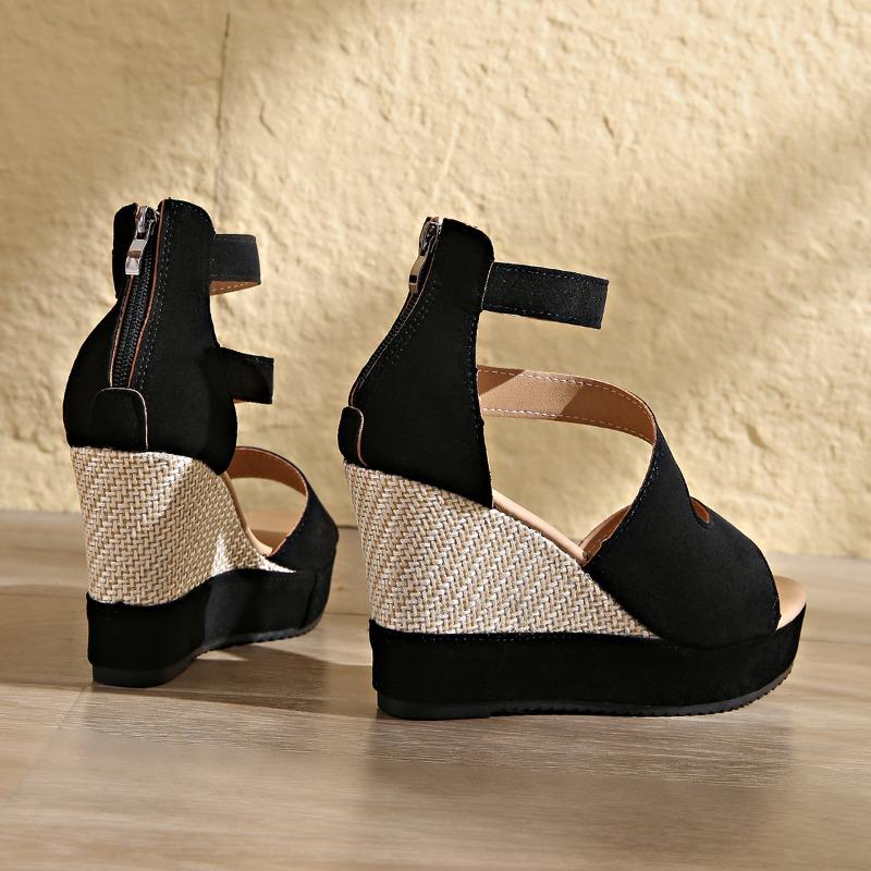 Pegged Heels, New Style, Large Size, Peep-toe Sandals, Women's Thick-soled Shoes, Platform Heels
