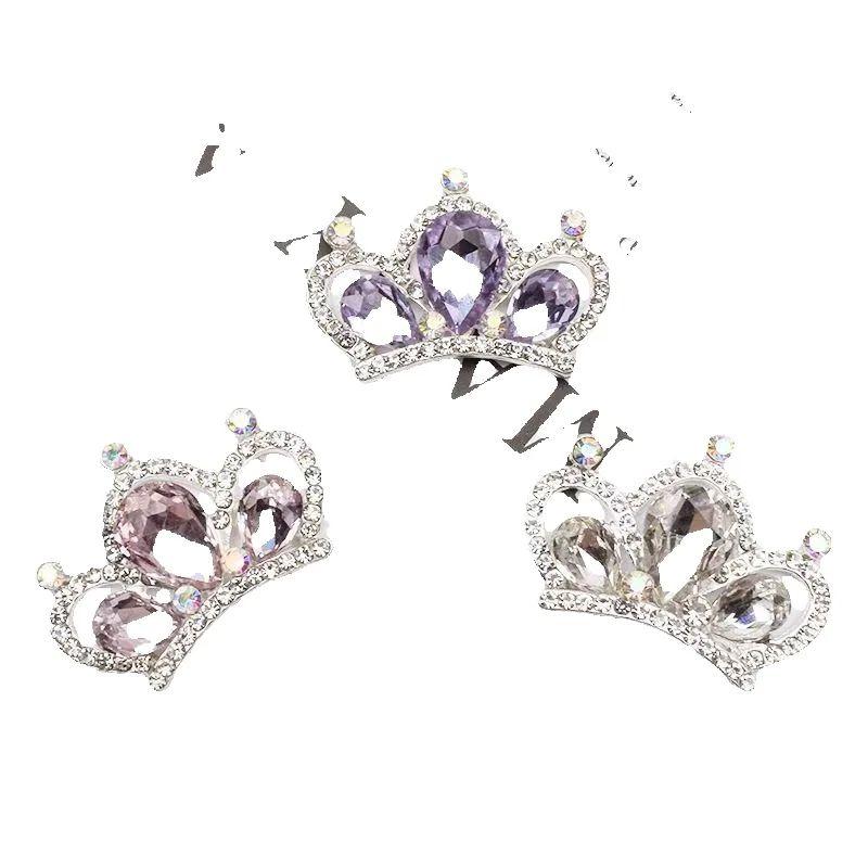 2 pieces of 26 * 36mm Korean style fashionable diamond studded alloy crown accessories DIY hair accessories bow tie snap button