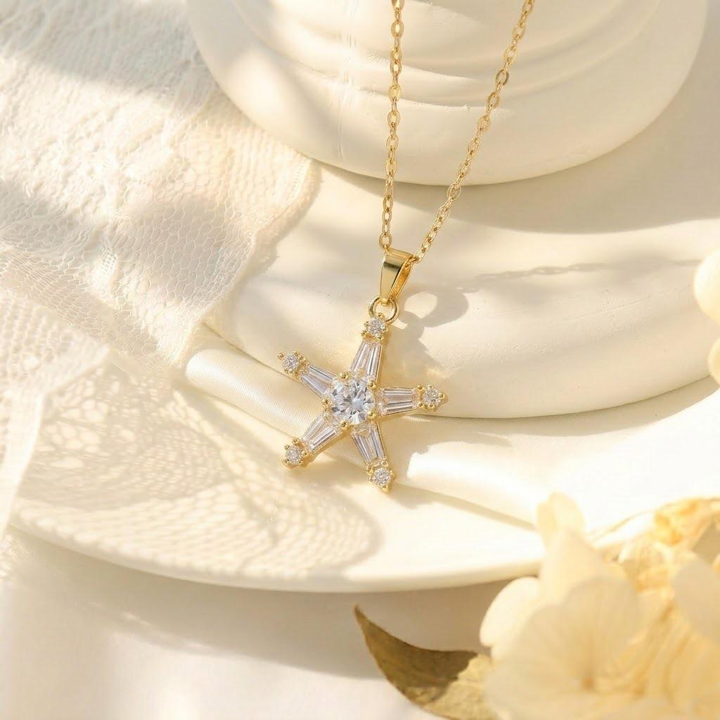 Light Luxury Women's Titanium Steel Floral Clavicle Necklace Set