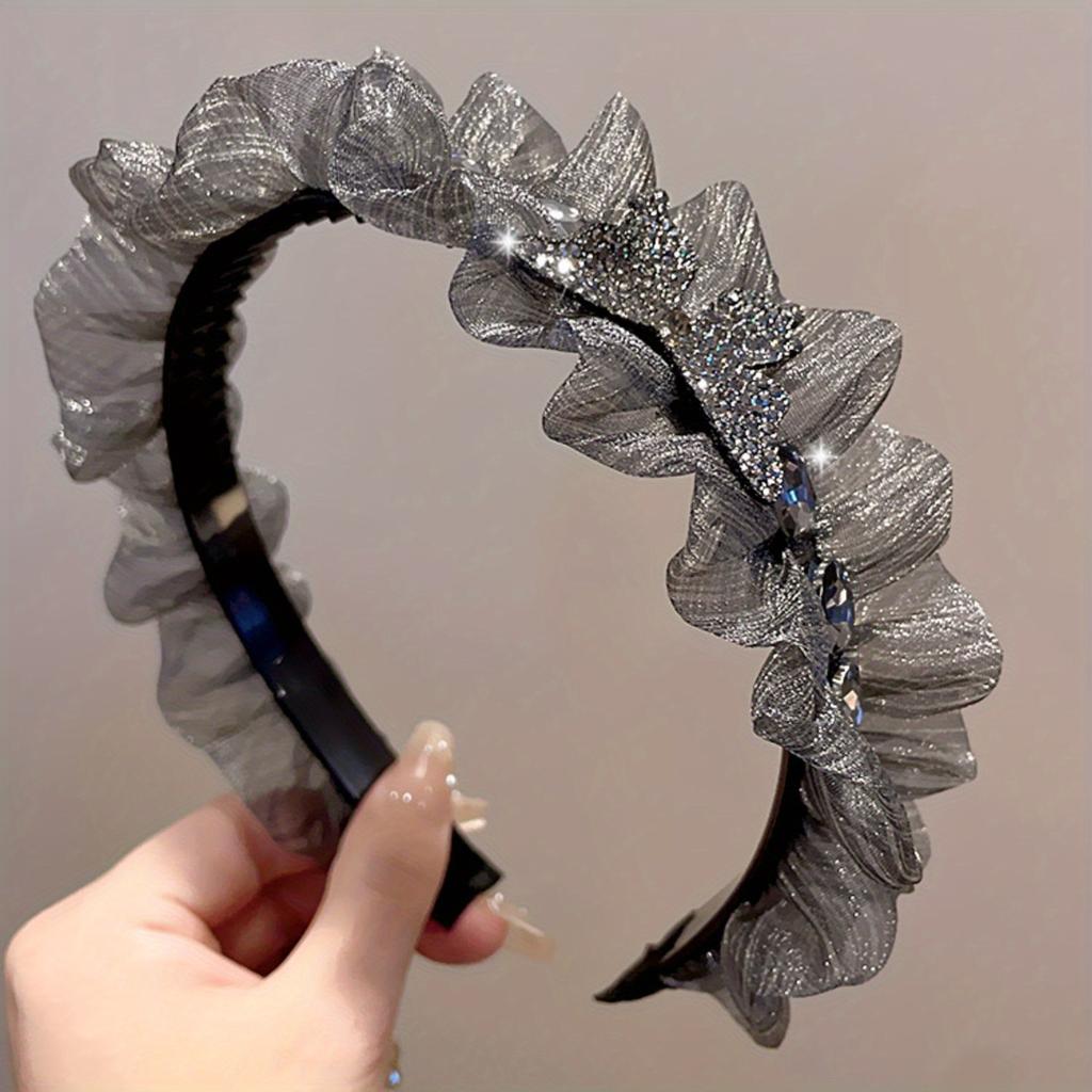 New Diamond-Studded Pleated Fabric Bow Headband, an Elegant And Stylish Hair Accessory