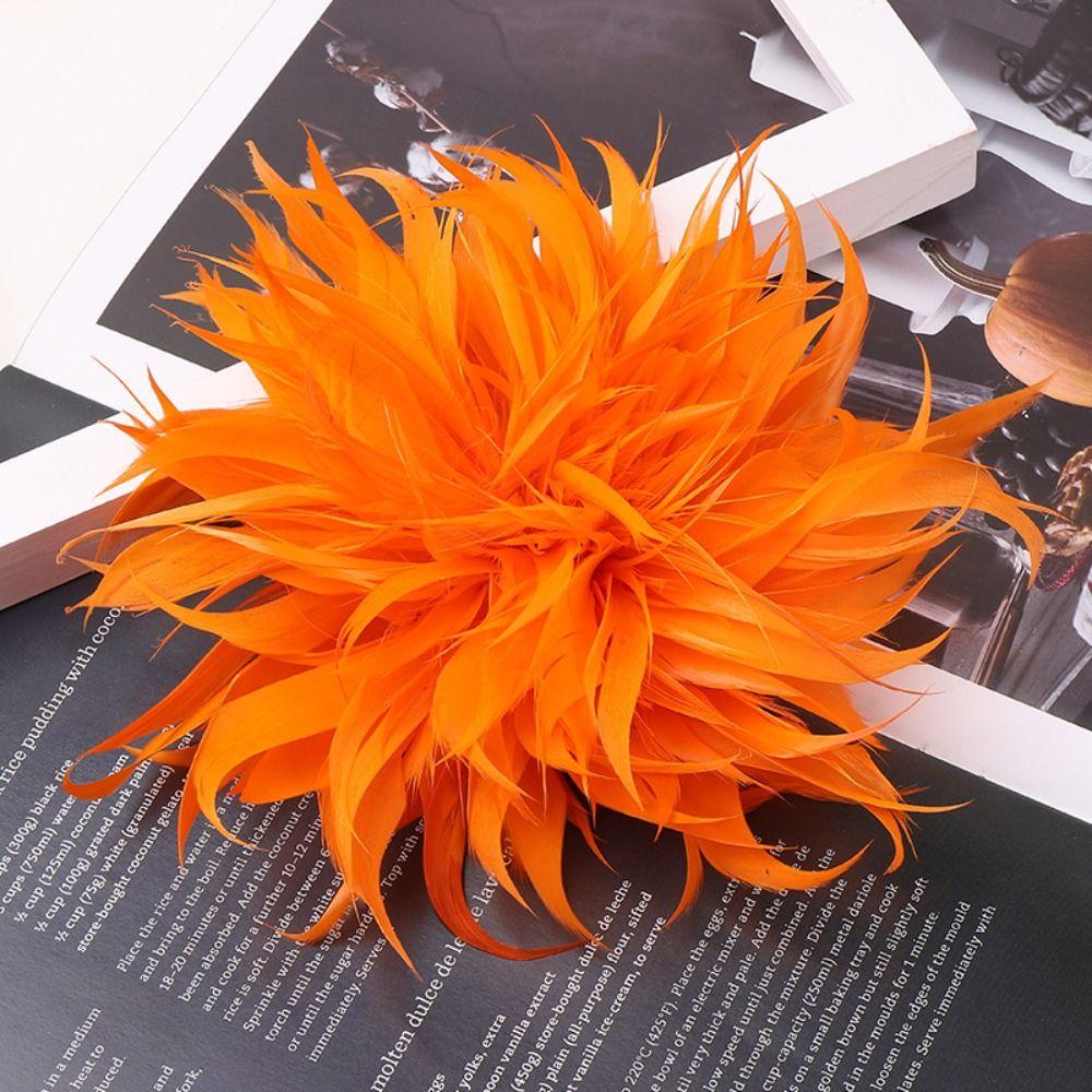Elegant 18-20cm Large Feather Flower Feather Handmade Artificial Flower Brooch DIY Flower Lapel Pins Wedding