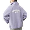 Anta Solid Color Embroidered Logo Double Pocket Zipper Stand Collar Fleece Jacket Women Jackets Purple 162248727-1