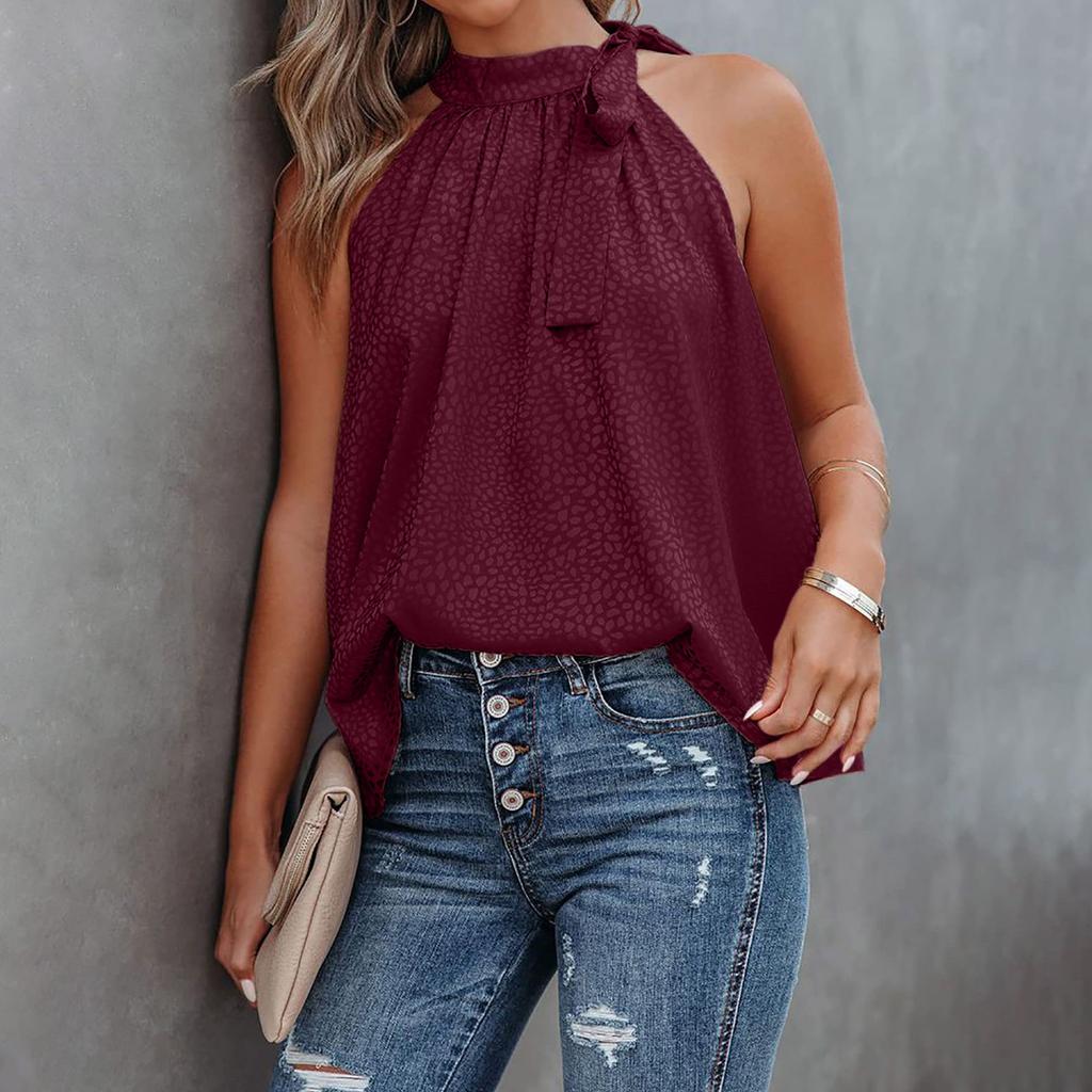 Women Fashion Leopard Printing Sleeveless Tops Straight Neck Vest Blouse Tops