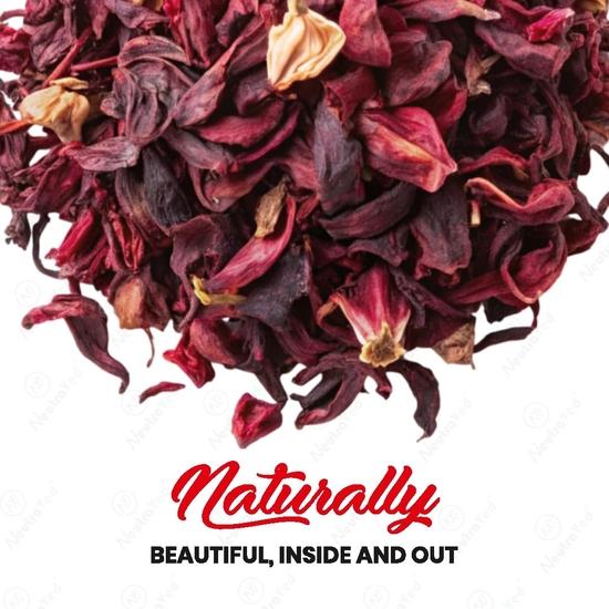 NeutraVed Hibiscus Tea 30g | Sun-Dried Sabdariffa Flower | Natural Red Color for Syrups, Cocktails & Mocktails| Reusable Pet Jar Pack of 1-30g