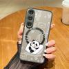 Cute Panda Pattern Magnetic Phone Case For Samsung Galaxy A37 A17 A56 A36 A55 A35 A26 A16 A25 A15 A54 A14 A34 Acrylic Back Cover