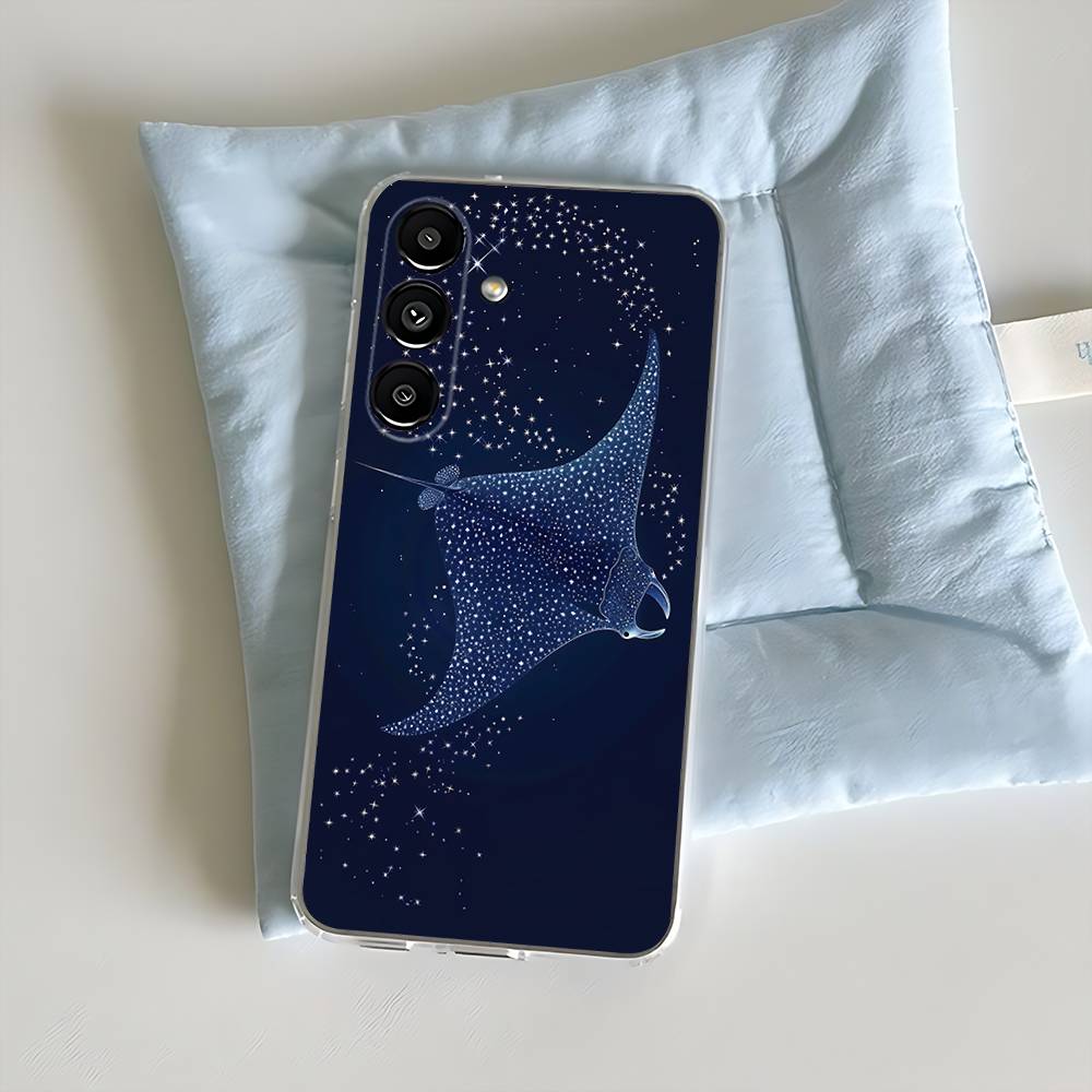 Manta Ray Ocean Animal Phone Case For Samsung S30,23,21,22,20, FE lite,S10,9,8,7 PIus Note20ultra Transparent