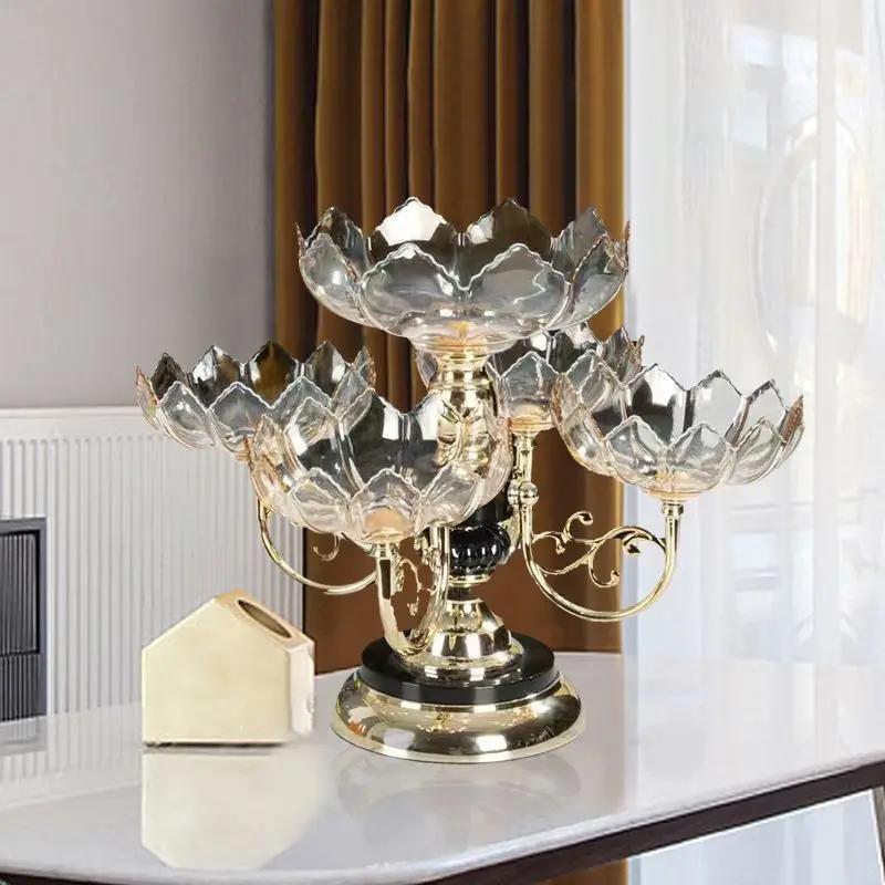 Fruit Plate for Home Use Rotatable Multi-layer Living Room Fruit Plate Snacks Dried Fruit Candy Light Luxury High-grade Crystal