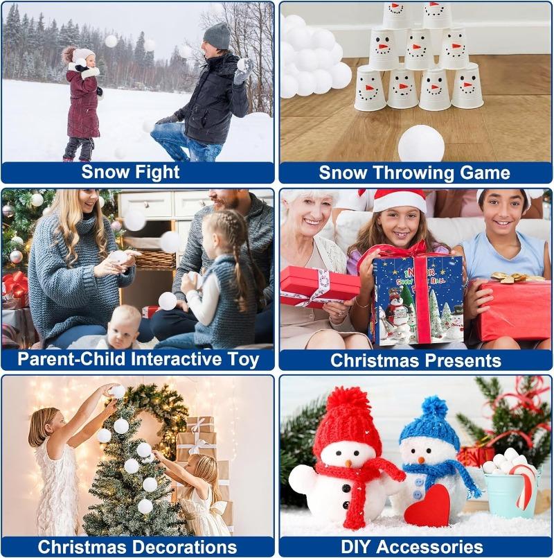 Snow Ball White Fur Pompom Toy Balls Children Kids Play Toys Indoor Outdoor Winter Christmas Xmas Treen DIY Decoration Snowballs