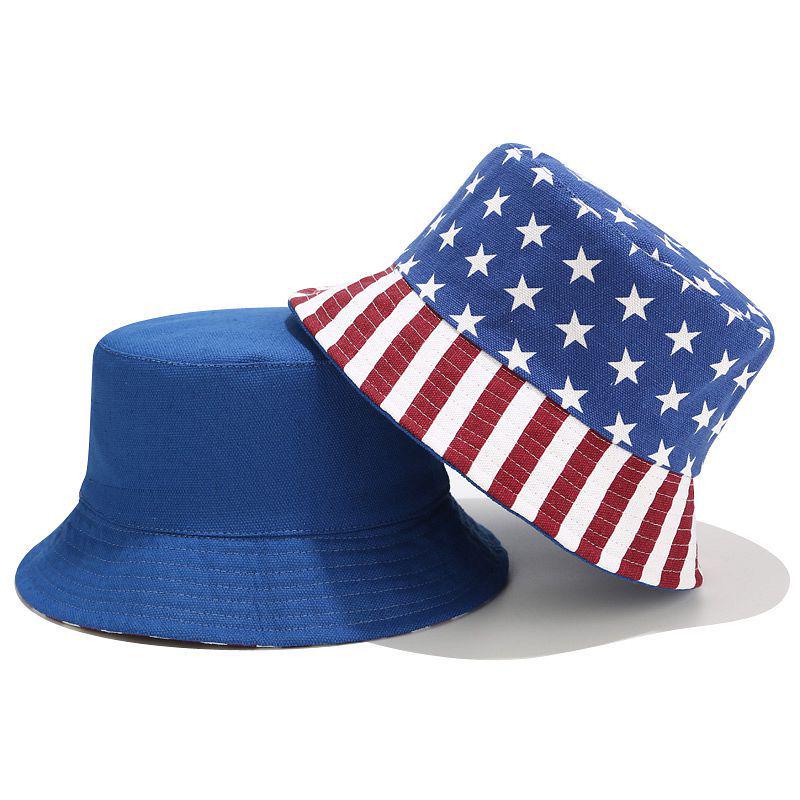 Sombrero de Cubo con Letra de EE. UU. en Colores de Bandera Americana para Mujer Hombre Uso Diario Exterior Reversible Gorra de Pescador Moda Adulto Verano Gorras Solares