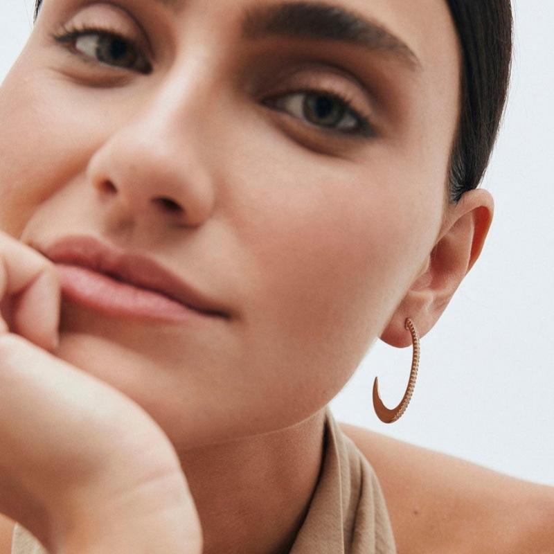 Cold Wind Copper Plated 18K Earrings C Type Inlaid Zircon S925 Silver Needle Stud Earrings Creative Trend Simple Earrings