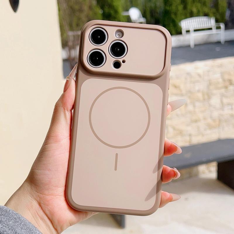 

Magnetic For Magsafe Candy Color Case For iPhone 17 Pro Max Luxury Lens Protection Oil Texture Shockproof Phone Cover For iPhone 16 15 14 13 Pro Max For iPhone 13 Pro Max кавовий