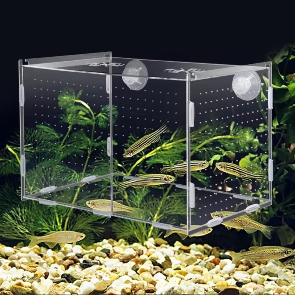 1PC Small Fry Aquarium Isolation Box Spawning Hatching Hatchery Divider Fish Breeding Box with Hook Acrylic Hydroponic Plant Box