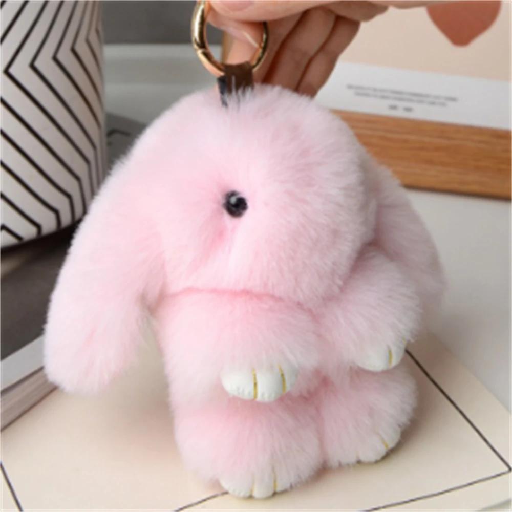 15cm Rabbit Fur Keychain Women Bag Car Key Chain Pendant Decoration Jewelry Bags Hangings Accessories Gifts