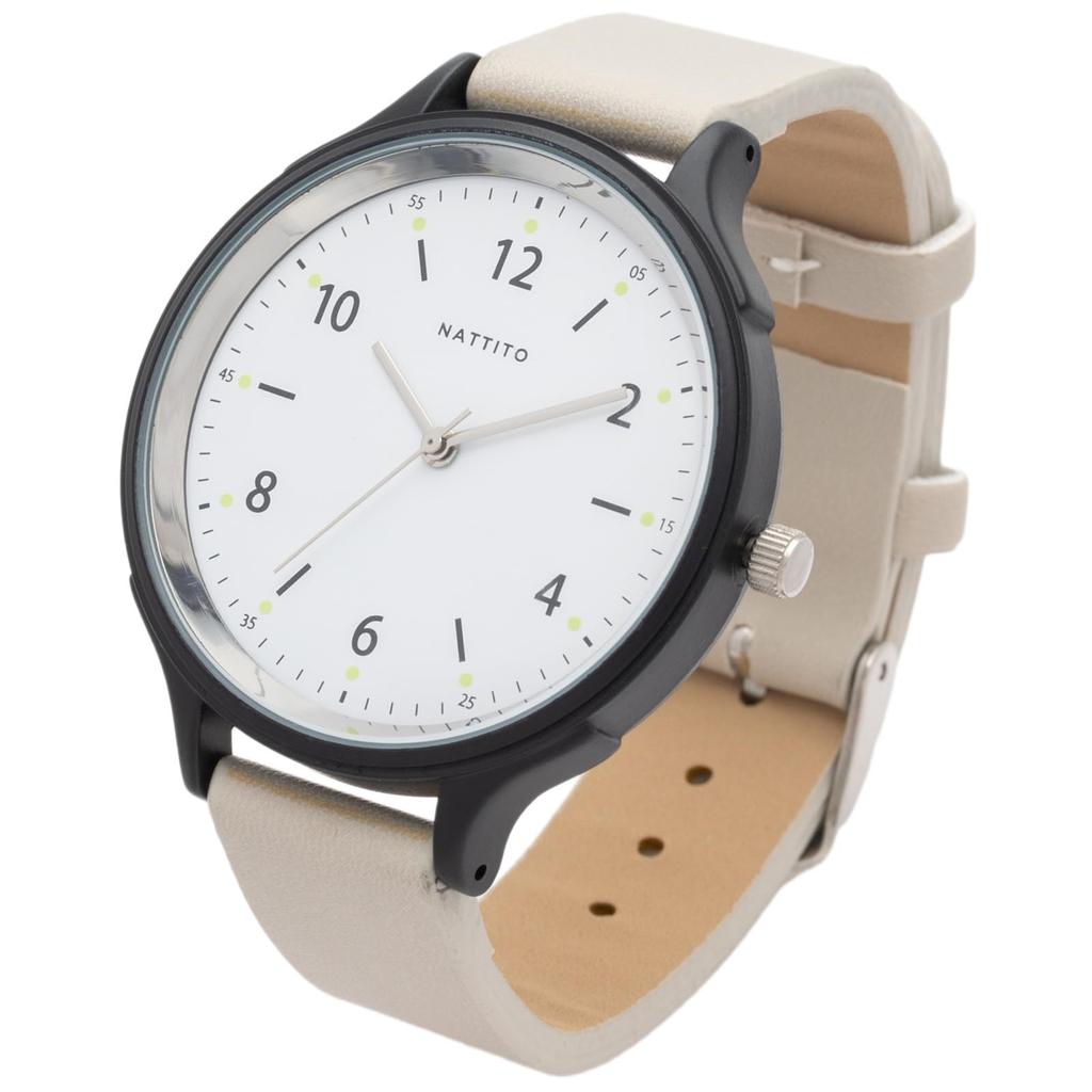 FIELD WORK Unisex Watch Analog Leather Band Luminous Dots Large GY081-1 gray