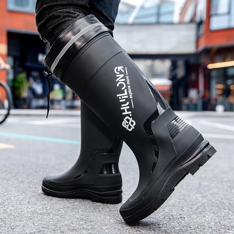 Tall rain shoes men's adult waterproof shoes non-slip water boots takeaway rider long men's rain boots