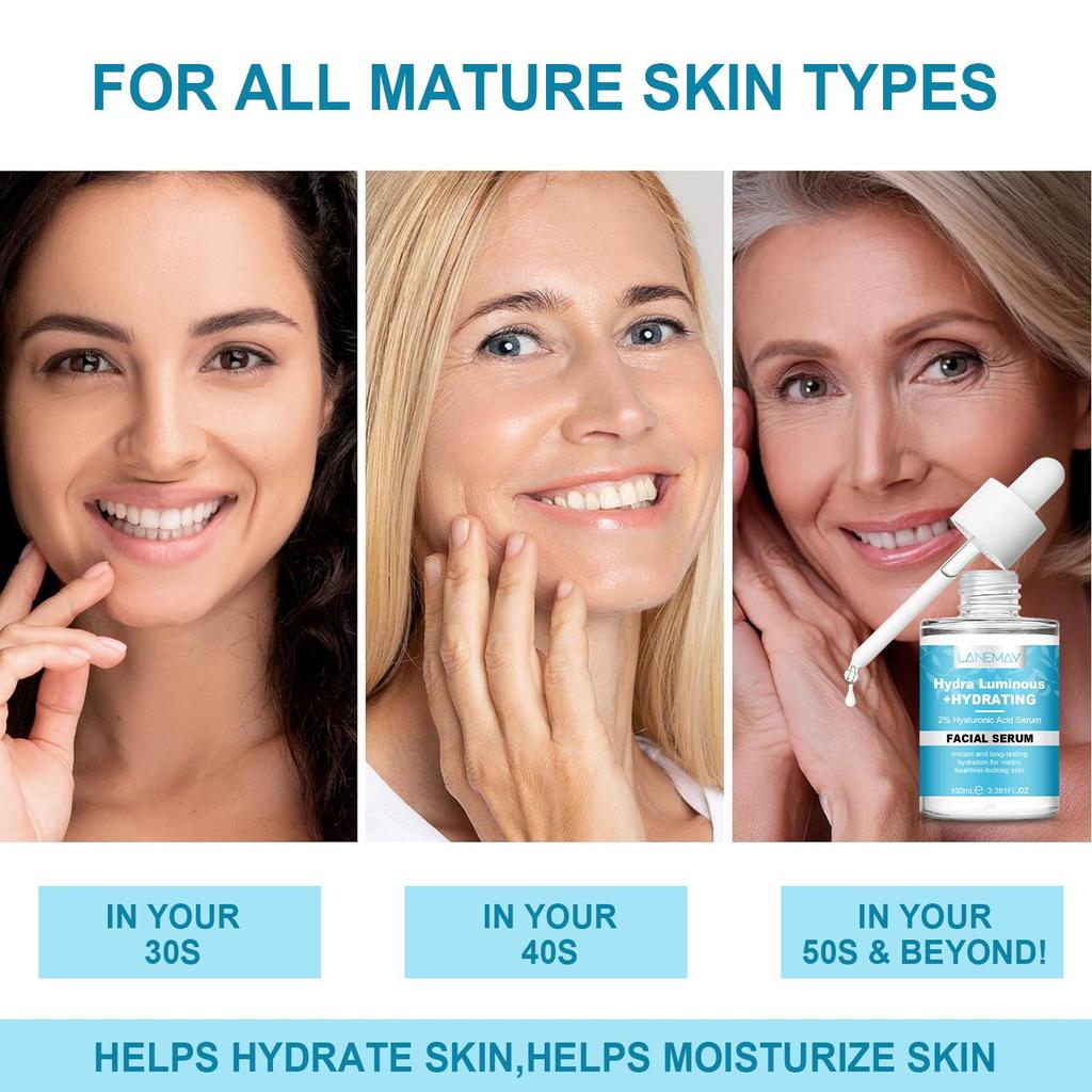 Hydra Luminous + Hydrating Facial Serum - Instant and Long-Lasting Hydration - Moisturizing Essence for Dry Skin