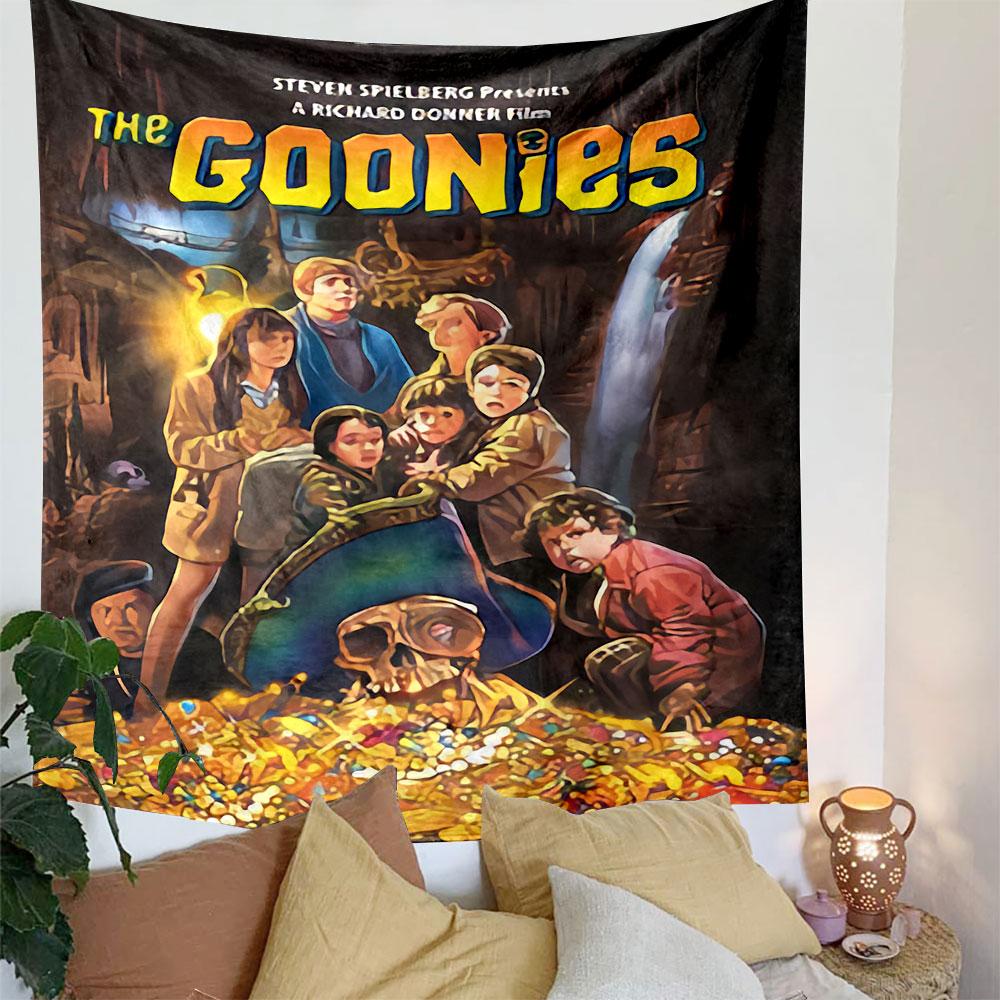 The Goonies Spielberg Poster Tapestry Wall Hanging, Pirate Treasure Adventure Art, Retro Wall Decor for Bedroom Living Room Dorm
