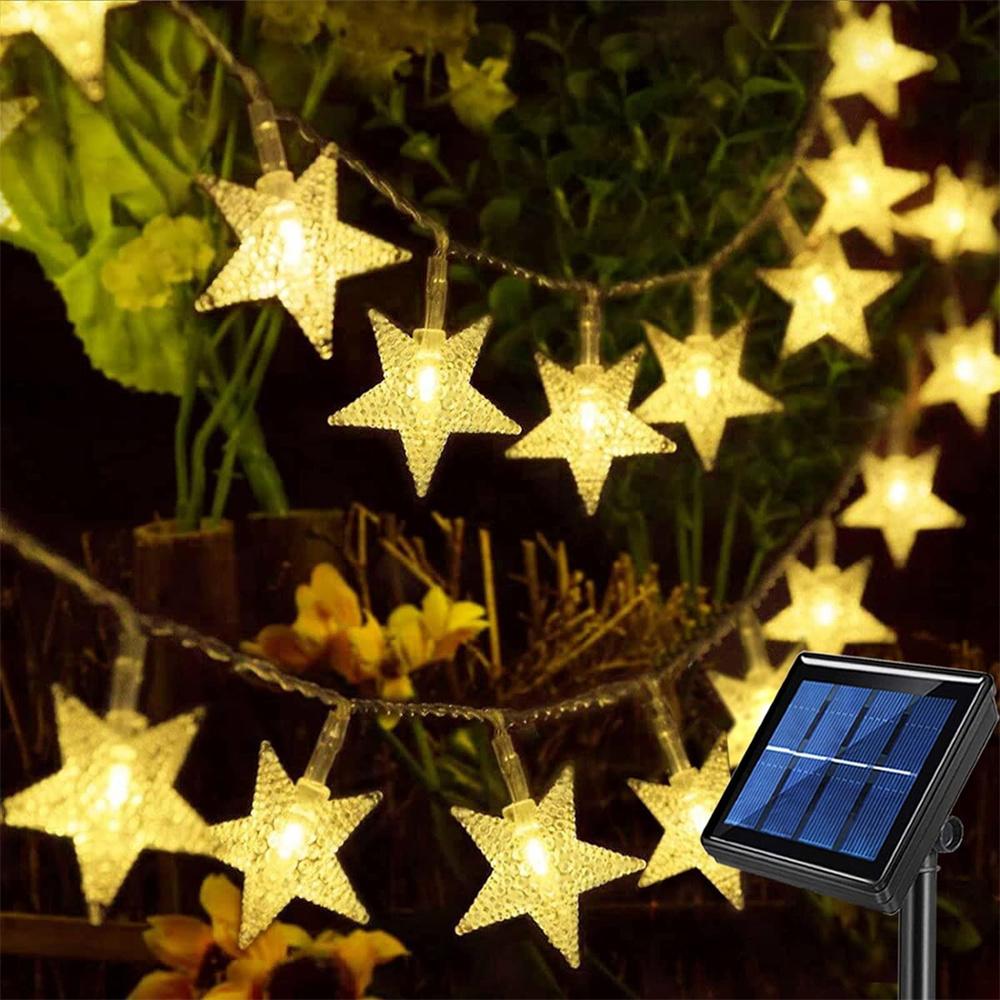 Solarbetriebene Stern Lichterkette Außen Wasserdicht Lichterkette mit 8 Modi für Weihnachten Hochzeit Party Baum Garten Feiertag 864