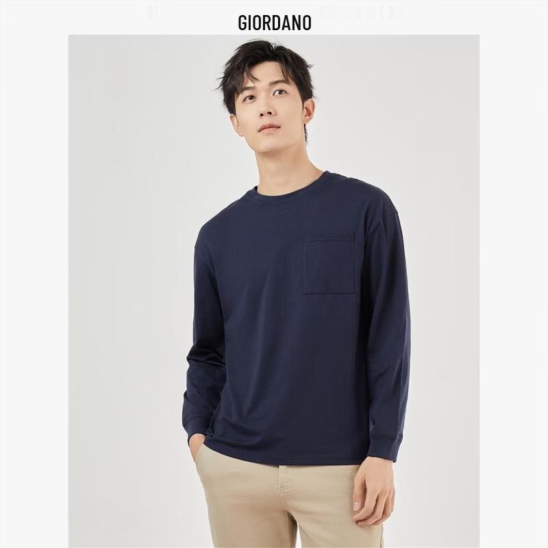 Giordano Men s Pure Cotton Long Sleeve Casual T-Shirt L