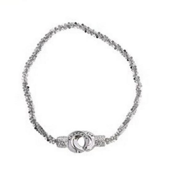 Silver Double Ring Lock Bracelet: Unique, Light Luxury, Fashionable, and Exquisite Design for Women.