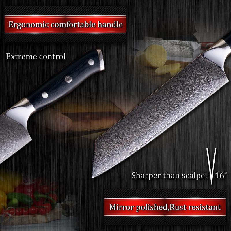 7,7-Zoll-Damast-Kochmesser Kiritsuke Gyuto vg10 japanischer Stahl, professionelle Küchenmesser