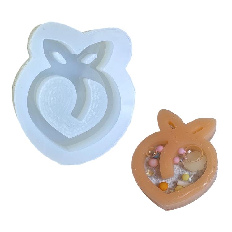 Epoxy Resin Shaker Peach Silicone Molds Fruit Resin Molds for Pendant Keychain