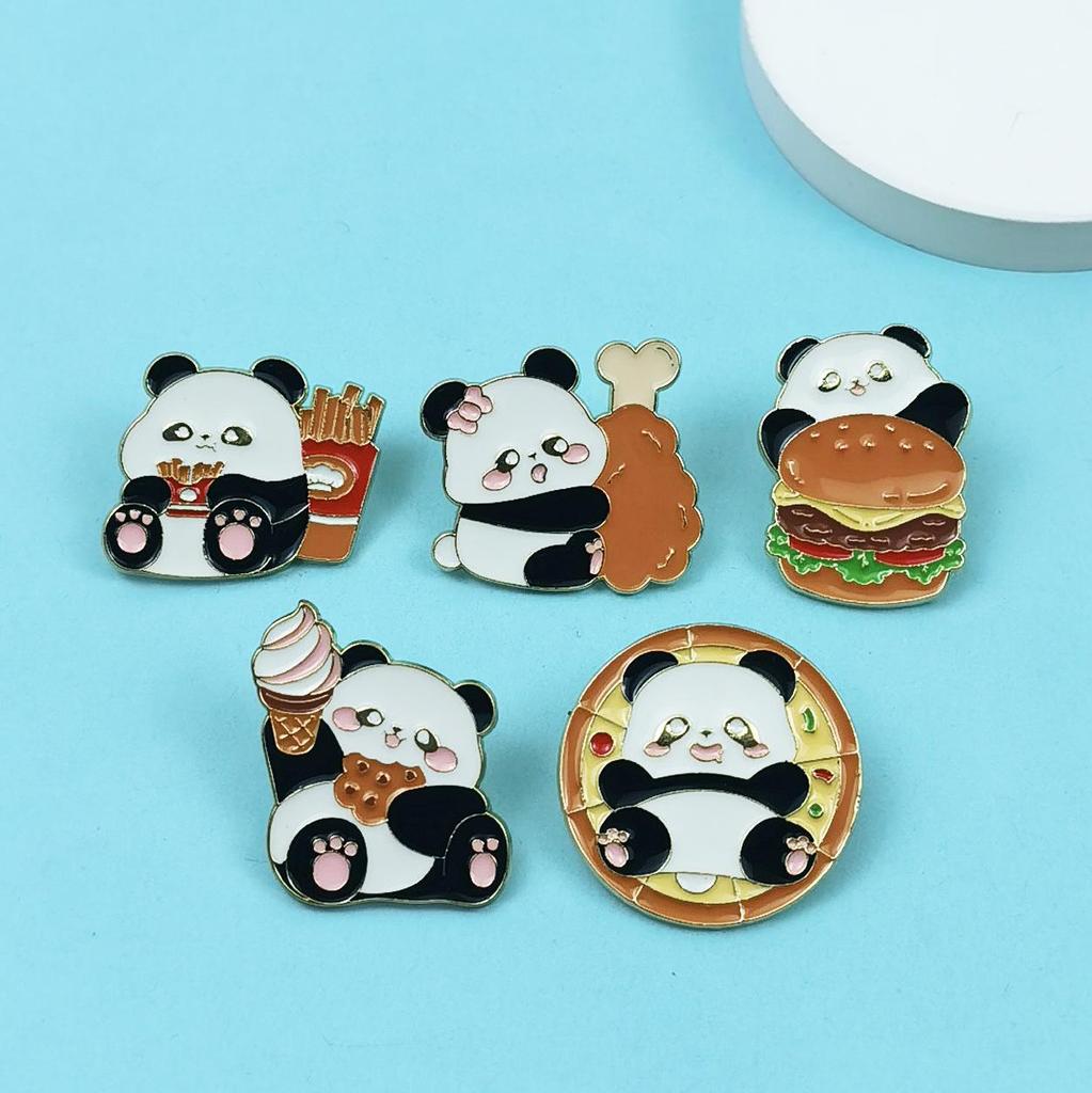 Giant Panda Cartoon Brooch - Creative Animal Badge for Clothing & Backpack Decoration