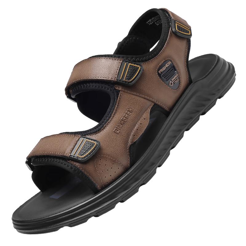 Strongman Plus Size Men s Leather Beach Sandals 47 хаки