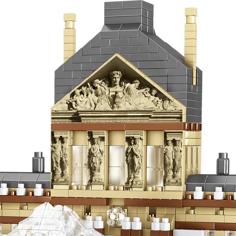 3377PCS Louvre Model Building Blocks World Famous Attractions Architectural Model Street View Bricks DIY Toys Gifts For Kids
