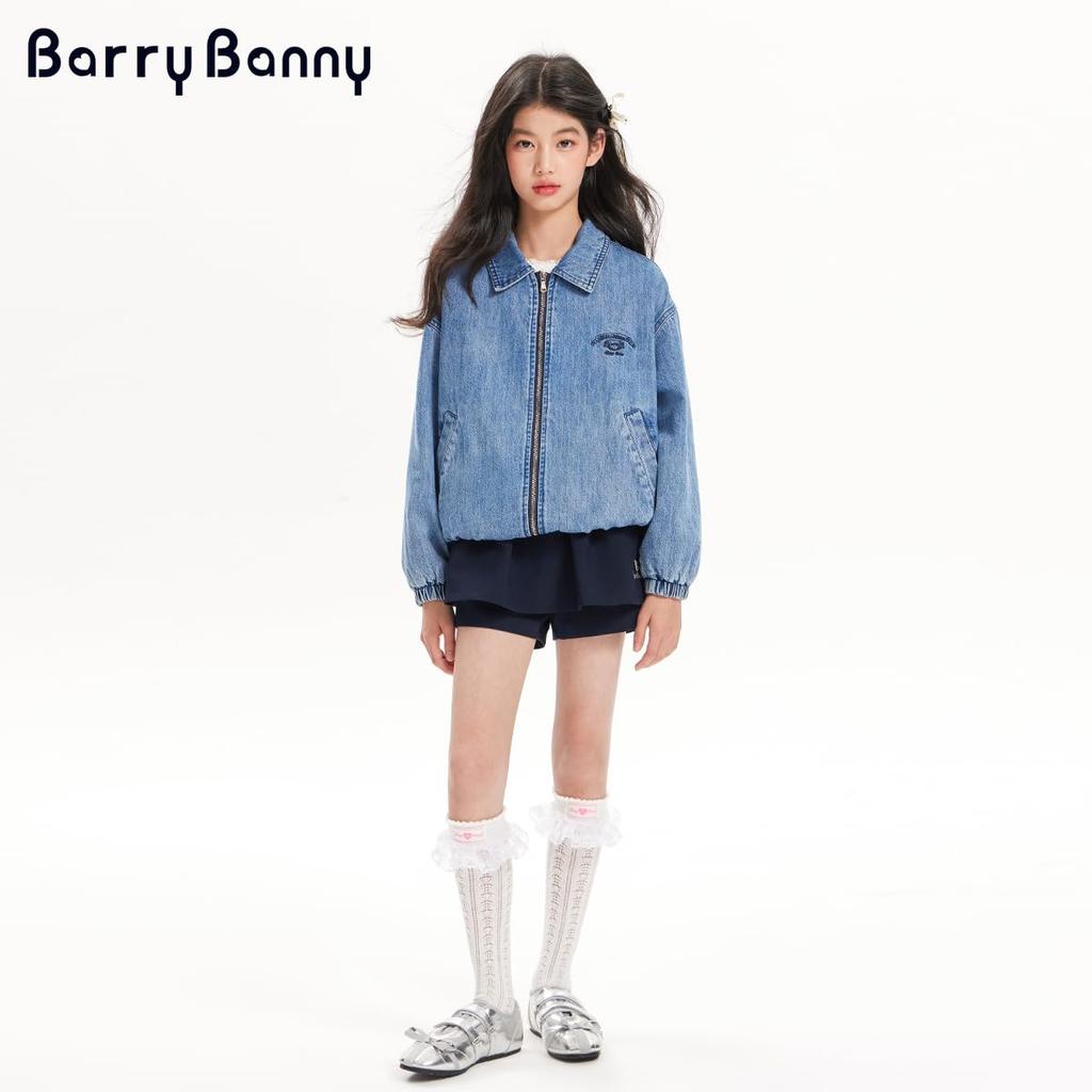 Barry Banny Denim for Diagonal Loose Drop Shoulder Suitable for Elementary and Middle School and Size 130cm Kids' Jacket/Coat Girls, 80.2% Cotton,
