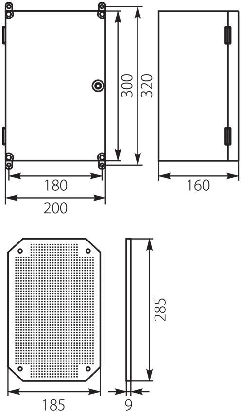 Surface-mounted distribution board housing UNIbox 300x200 Uni MINI IP65 IK07