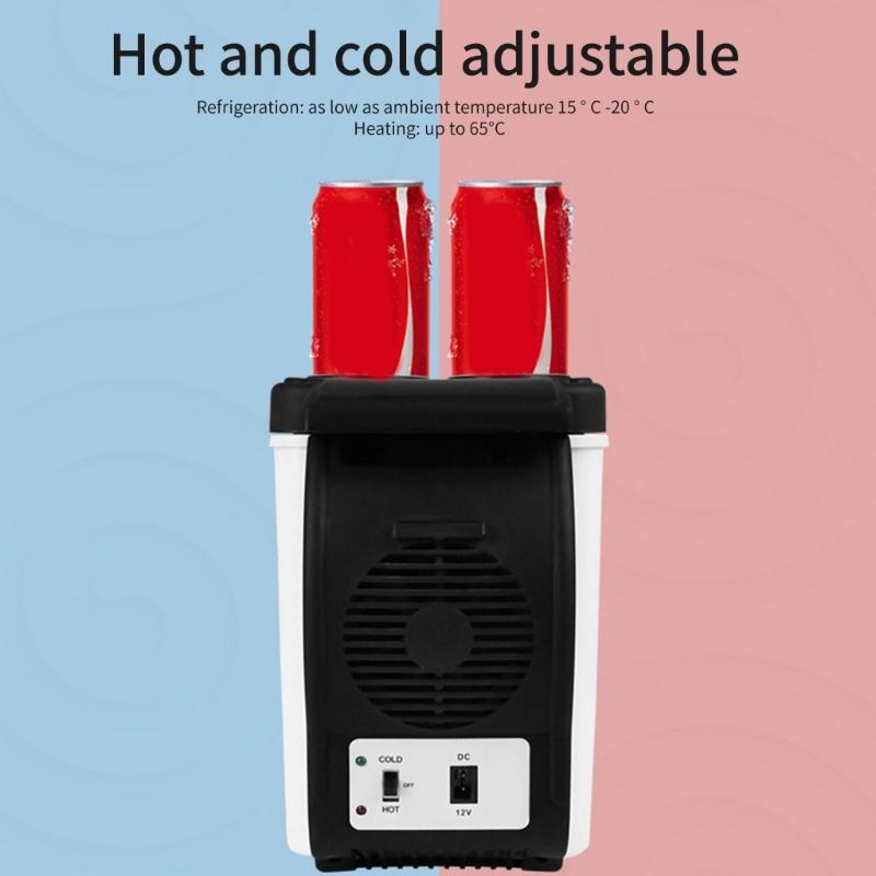 12V Auto Mini Fridge 6L Capacity Quiet Freshness Heating Portable 6 Liter Electric Freshness for Vehicles Camping Travel