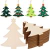 10Pcs Christmas Unfinished Wooden Pendant Decorations Wooden Hanging Blank Wooden Slices Graffiti Wood Slices Decor With Twines