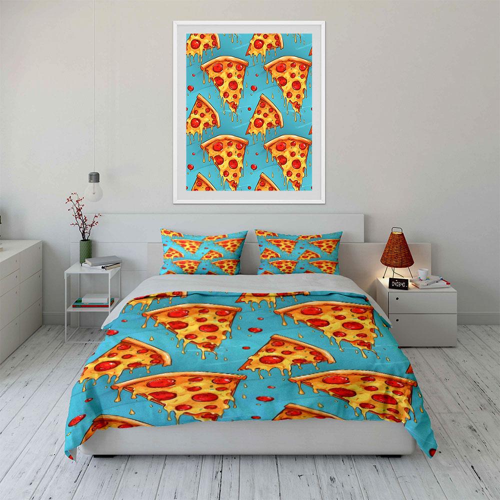 Pizza slices with pepperoni. Bedding sets Duvet cover sets Duvet covers Pillowcases(1*Duvet Cover 2*Pillowcases without duvet insert)